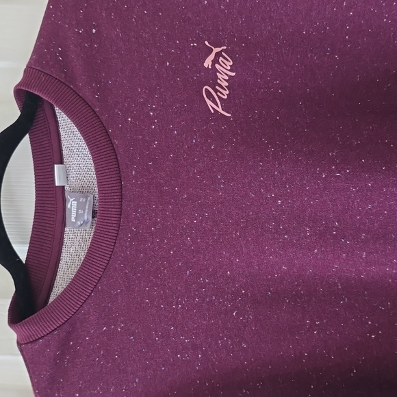 PUMA BRAND SIGNATURE WOMENS SPECKLED PURPLE PULLOVER CREWNECK SWEATSHIRT SIZE XS - Picture 1 of 16